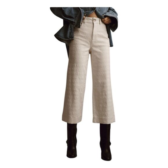 Pilcro Anthropologie Skipper High-Rise Crop Wide-Leg Jeans Cavo Wash Textured 29 - Picture 1 of 9